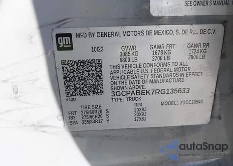 2024 Chevrolet Silverado 1500 2Wd Short Bed Custom from USA, damaged, VIN 3GCPABEK7RG135633